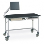 Metro MetroMax Polymer Lab Worktables with Black Phenolic Top and 3-sided Frame