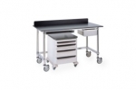 Metro Stainless Lab Worktables with Black Phenolic Top and 3-sided Frame