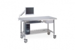 Metro Stainless Lab Worktables with Stainless Island Top and 3-sided Frame