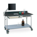 Metro Stainless Lab Worktables with Black Phenolic Top and Solid HD Shelf