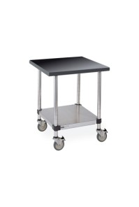 Stainless Lab Table with Black Phenolic Top & Solid HD Shelf