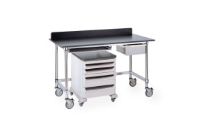 Stainless Table with Black Phenolic Top and 3-sided Frame
