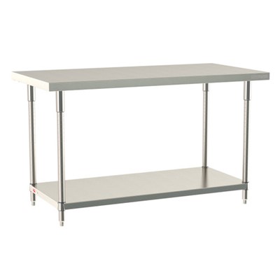 Metro Tableworx Stationary Tables with Solid Bottom Shelf (Type 304 Stainless Steel)
